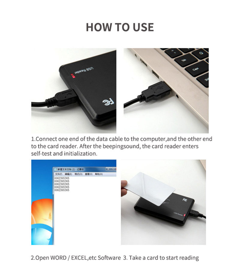 Masaüstü Kontaktsız USB RFID Kart Oxucusu 12khz Kart üçün