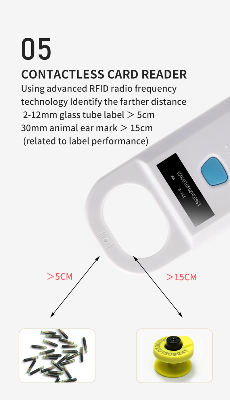 Daşınan Kiçik Əl Cihazı 134.2Khz Rfid Heyvan Oxuyucusu 6